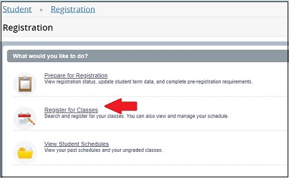 Register for Classes tab